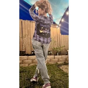 PURPLE RAIN Prince Upcycled 80s Pop Rock Soul Vintage Retro Plaid Flannel Sz XS